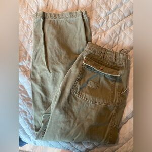 Olive green wide legged pants